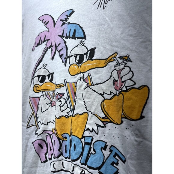 Vintage 80s Paradise club ducks chilled Monterey Single stitch t shirt Large - Picture 2 of 8